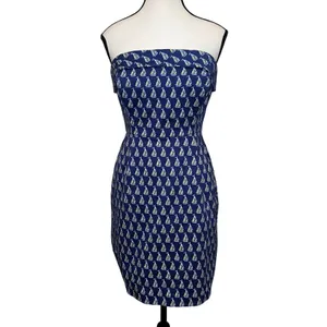 Vineyard Vines Cotton Boating Dress Navy Sailboats Strapless Sheath Size 2 thumbnail 2