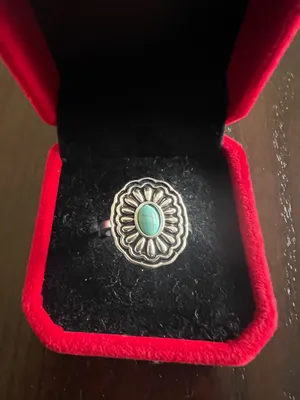 Women’s Stainless Steel Silver Simulated Faux Turquoise Ring Size 6 New thumbnail 2