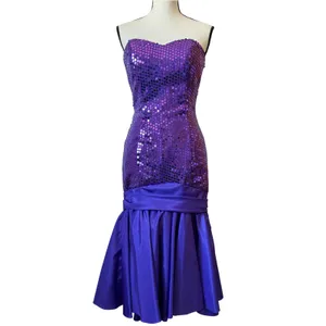 Vintage Dave & Johnny Joseph‎ Lara Purple Sequin Strapless Bow Prom Dress 5/6 thumbnail 2