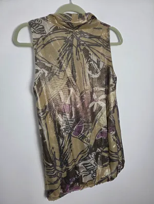 Aquilano Rimondi Silk Gold Camisole Top Abstract Designer Contemporary Medium thumbnail 8
