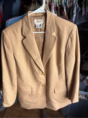 Talbots Women's Beige-Tan Single-Breasted Blazer with Gold Buttons 14 thumbnail 1