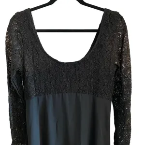 Vintage 90s black lace Chiffon sheer overlay babydoll dress Grunge Emo LBD Goth thumbnail 5
