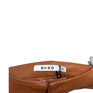 NA-KD Cognac Brown‎ Flared PU Faux Leather Pants High Rise NWT EU 36 US 6 thumbnail 6