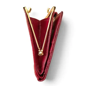 Vintage Eel Skin Burgundy Red Compact Kisslock Frame Wallet thumbnail 4