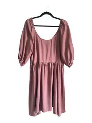 Mía joy Puff Sleeve Scoop Neck Mini Dress in Dusty Rose thumbnail 3