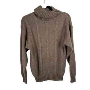 Umberto Severi Turtleneck Sweater Brown Cable Knit Mohair Italian Vtg Womens Med thumbnail 2