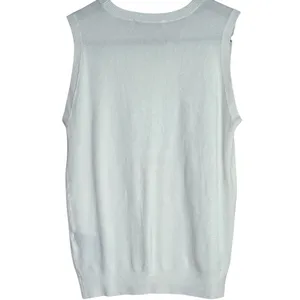 Zara Ribbed Hem Soft Knit Sleeveless Crew Neck Stretch Tank Top Small White thumbnail 5