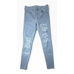 American Eagle High Waisted Skinny Distressed Ripped Grey Jeans Womens Size 4 thumbnail 3