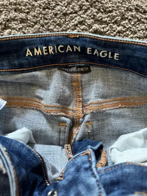 American Eagle Super High High Rise Jegging Dark Wash Distressed Jeans Size 4 Short thumbnail 3