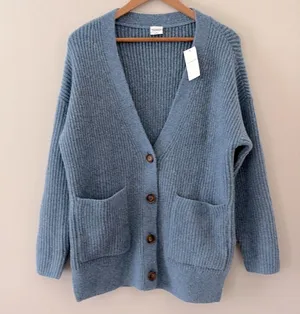 New Abercrombie & Fitch Chunky Knit Soft A&F Wool Blend Oversized Blue Size M thumbnail 10