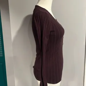 Nordstrom NWOT Wishlist ribbed plum long sleeve sweater v neck - small thumbnail 5