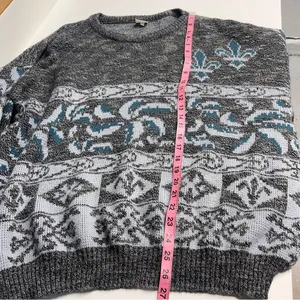 Vintage wool blend Made in Italy sweater sz large fleur-de-lis 80s 90s fisherman thumbnail 11
