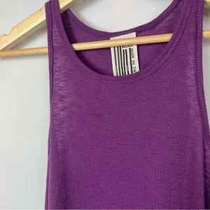 Free People Dark Purple Round‎ Neck Thermal Tank Top M thumbnail 3
