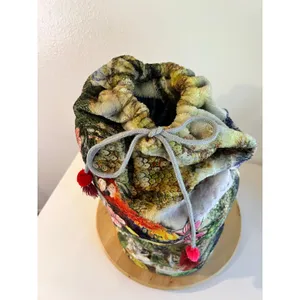 Johnny Was Cozy Plush Drawstring Bucket Sling Bag Large Tropical Parrot Jungle thumbnail 11