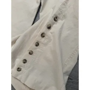 Anthropologie Women's 2 Linen Blend Wide Leg Sailor Pants Cream Side Buttons thumbnail 6