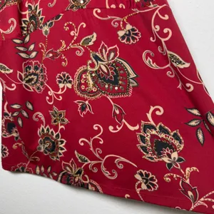 American Vintage VTG 90s Babydoll Whimsigoth Top XL Cherry Red Sequins Jacquard Asian Print Halte thumbnail 6