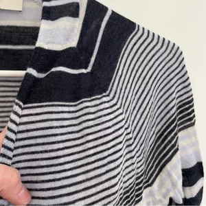 ANN TAYLOR LOFT Striped Fine Knit Open Cardigan Blue / Periwinkle ? Navy Sweater thumbnail 5