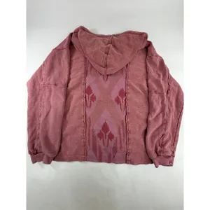 Lucky Brand Womens Pink Southwestern Ikat Baja Pullover Hoodie Cotton Size M thumbnail 2
