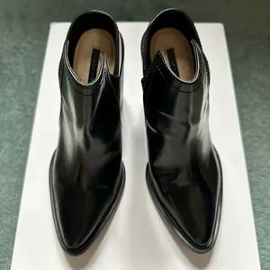 Leather Block Heel Ankle Boots with Stretch Detail thumbnail 6