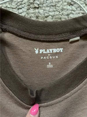 Brown Playboy Pacsun Cropped T-Shirt thumbnail 2