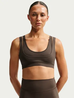 NIKE X SKIMS (G15) Matte Double Strap Scoopbra | Color Dark Sepia | Size M thumbnail 1