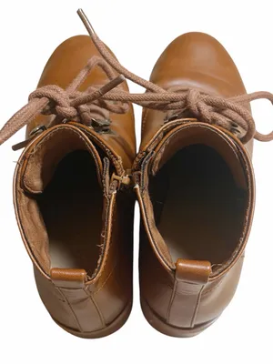 LOFT Brown Lace Up Vegan Leather Block Heel Boots Size 5.5 thumbnail 7