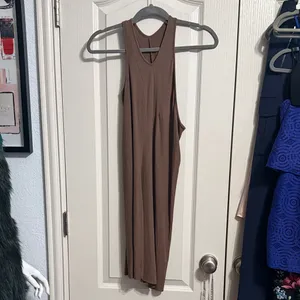 Skims Soft Lounge Cut Out One Shoulder Brown Ribbed Mini Dress Oxide Minimalist thumbnail 2