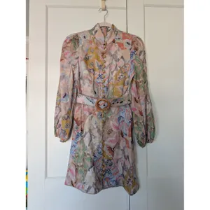 NWOT $950 Zimmermann Illustration Buttoned Belted Floral Linen Mini Dress size 0 thumbnail 10