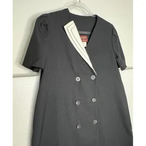 1990s Jeanette Maternities Black Minimalist Swing Dress Medium to Large thumbnail 10