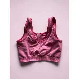 Gymshark Womens Pink Ribbed Quarter Zip Heart‎ Seamless Sports Bra XS thumbnail 2