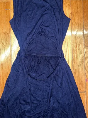 Sleeveless Navy Fit-and-Flare Dress thumbnail 4