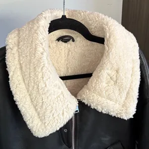 NEW Faux Leather and Shearling/Sherpa Jacket Black Size L thumbnail 2