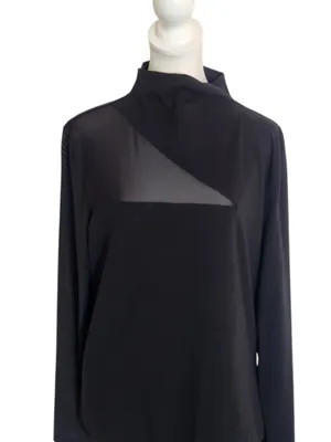 Express Black Sheer Mesh Long Sleeve Bodysuit Size XL thumbnail 2