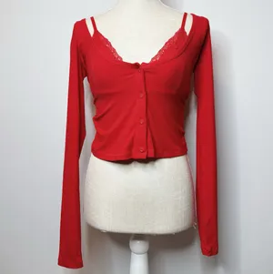 NWT Skims Soft Lounge Lace Long Sleeve Button Up Top thumbnail 2