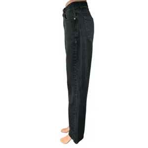 NA-KD Women's Black High Waisted Straight Wide Leg Casual Denim Jeans Size 34 thumbnail 2