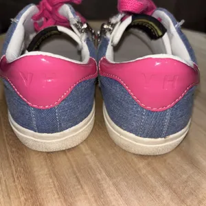 Vintage Havana Sneakers Women's Sz 5 White Leather Denim Pink Zip Closure thumbnail 6