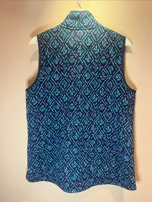 LL Bean Women’s Sweater Fleece Vest Geometric Print Size Large thumbnail 6