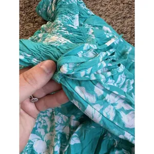 That's So Fetch Women's Teal White Floral Smocked Strapless Sundress S thumbnail 4