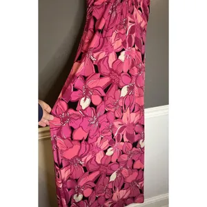 ELLE Dress Womens Medium Pink Floral Halter Maxi Jersey Sundress Casual Summer thumbnail 6