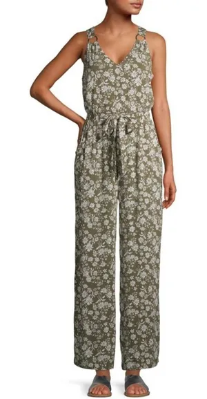 NOBO Green Flowy Floral Jumpsuit Women’s Size Medium (7-9) thumbnail 1