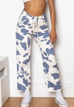 Beginning Boutique Tiger Lace Up Pants Cow Print thumbnail 2