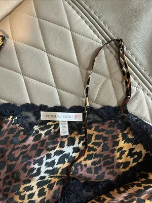 Victoria's Secret Leopard Print Satin Sleep Shorts in Brown and Gold thumbnail 9