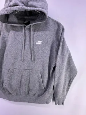 Vintage Nike Light Gray Hoodie White Logo Size Medium thumbnail 4