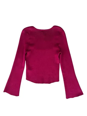 Maeve by Anthropologie‎ NWT Square Neck Bell Sleeve Sweater Raspberry Sparkle M thumbnail 6