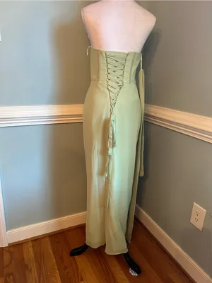Strapless Sage Green Evening Gown Size 6 thumbnail 4