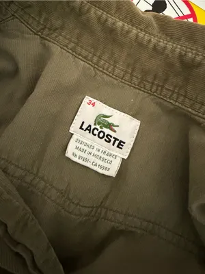 LACOSTE Corduroy Military Green Button Down Shirt Sz 34 thumbnail 6