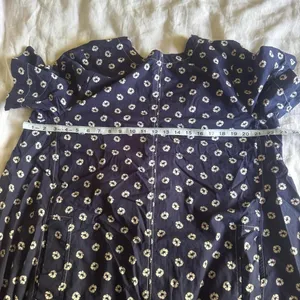 Anthropologie Maeve Emmy Short Sleeve Swing Dress Navy Shibori Print Cotton L thumbnail 7