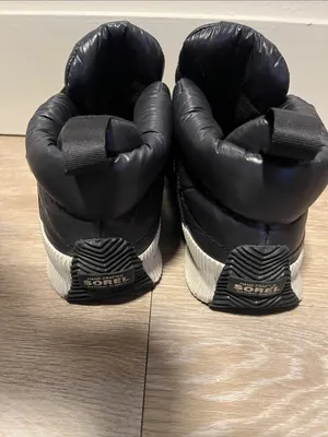 SOREL ONA RMX Waterproof Women's Puffy Strap Bootie Black Snow Boots, Size 9 thumbnail 5