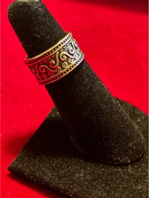 Vintage Silver Wide Scroll Filigree Band Ring Sz 5 thumbnail 1