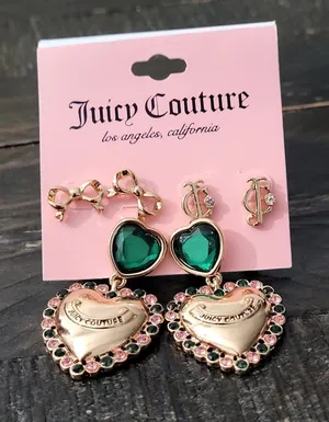 NEW Juicy Couture Cute Earrings Set of 3 thumbnail 1